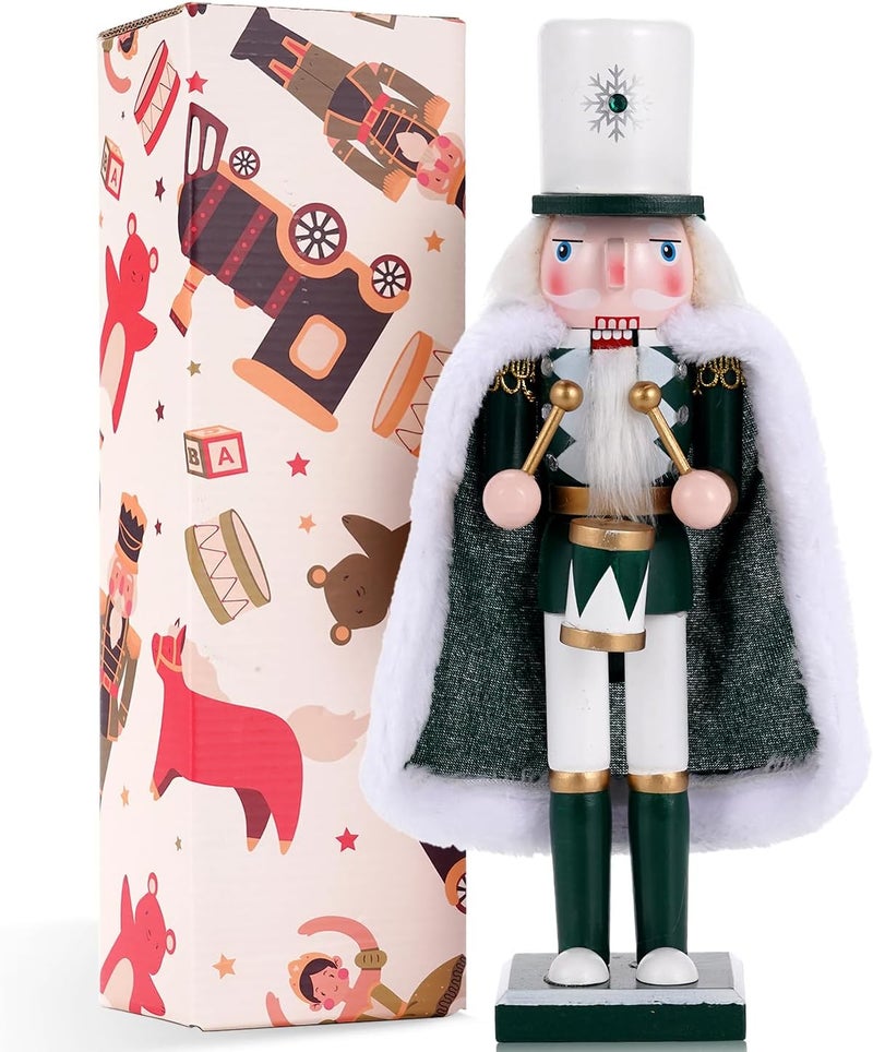 Tpudn Store Christmas Decorations Nutcracker,12 inch Wooden Traditional Nutcracker,Festive Collectible Christmas Ornament Gift for Family Friends (Drumsticks) - Image 1